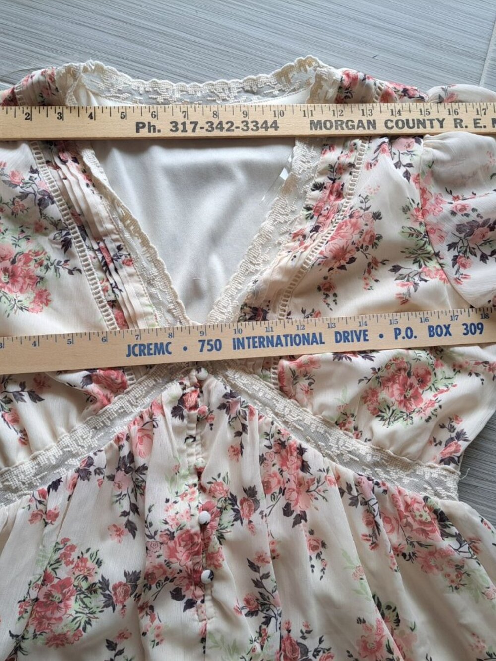 Penelope Rose Floral Maxi Dress XL Lace Trimmed Boho Long Sleeve Tiered Buttons - Picture 7 of 12
